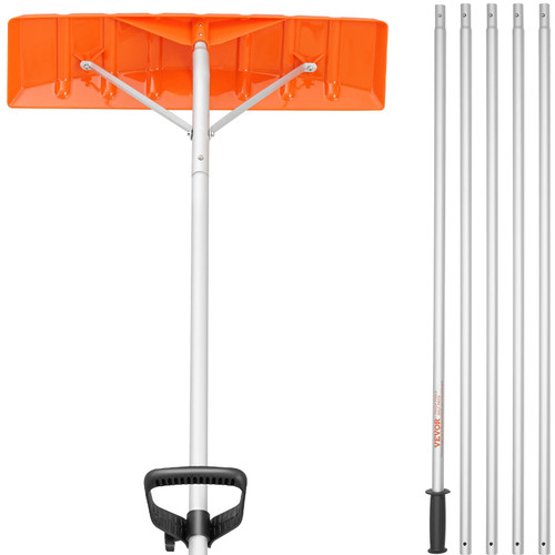 VEVOR Snow Roof Rake, 21ft Reach Aluminium Handle, 25" Plastic Blade Snow Removal Tool, Superior Roof Shovel with Anti-Slip Handle Grip, Easy to Setup & Use for House Roof, Wet Leaves, Car Snow