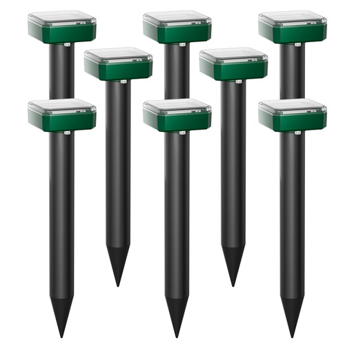 Peepst Solar Powered Mole Repeller Gopher Deterrent Outdoor Groundhog Repellent Ultrasonic Snake Armadillo Repeller Waterproof Effective for Yard Lawn Garden (8, Jade)