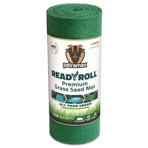 Petramax ReadyRoll Biodegradable Kentucky Grass Seed Mat for Southern Lawn (108 ft.) 3-in-1 Grass Seed Rolls w/Mulch & Fertilizer - Perennial Rye, Tall Fescue Blend - Heat Tolerant Lawn Repair Patch