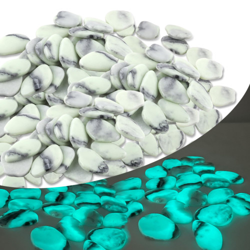 Avalution Glow in the Dark Glass Pebbles, 4.5 lb, Blue-Green Glow