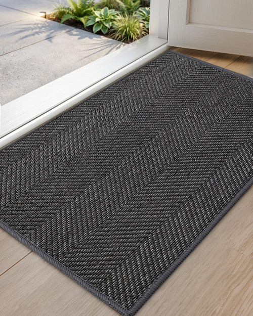 Color&Geometry Ultra Thin Indoor Door Mat 32"x48"Entrance Mat,Charcoal Grey