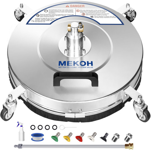 MEKOH 18” Durable Stainless Steel Pressure Washer Surface Cleaner, 4500PSI