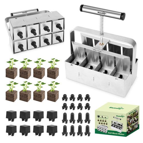 BlumWay Soil Blocker, 8 Cell 2 inch Soil Block Maker for Seed Starting