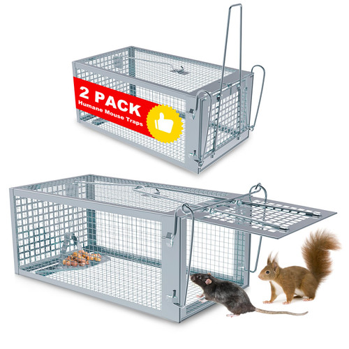 2 Pcs Live Rat Animal Trap, Humane Mouse Traps Indoor for Home