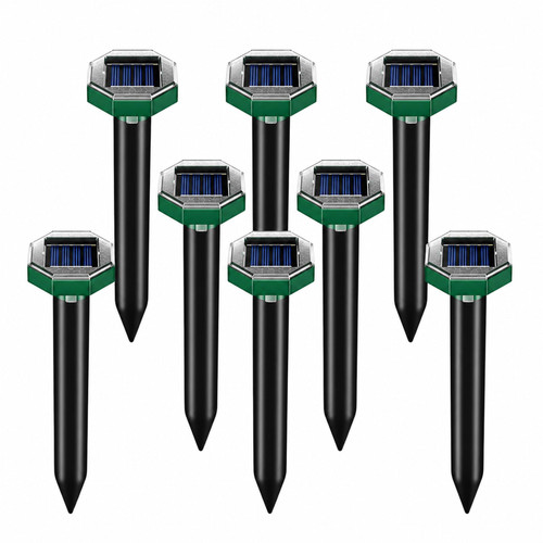8 Pack Solar Powered Mole Repellent Outdoor, Waterproof Gopher Repeller