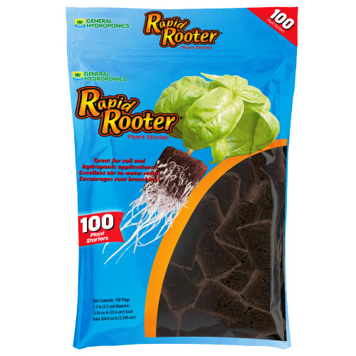 General Hydroponics Rapid Rooter, Starter Plug for Seeds or Cuttings, Great for Soil or Hydroponics Growing System, 100 Plugs