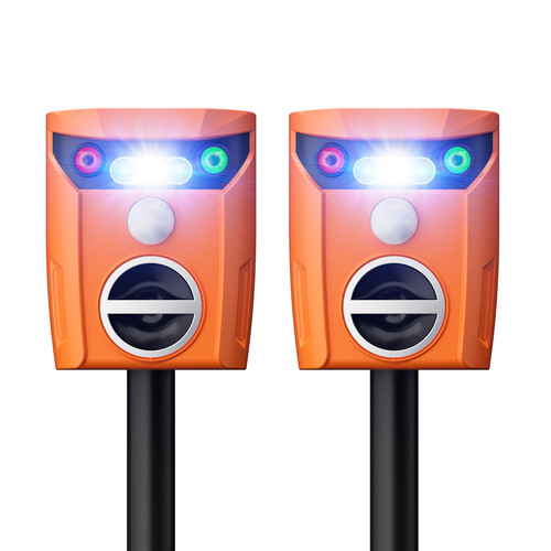 Peepst 2-Pack Ultrasonic Animal Repeller Solar Powered, Outdoor Ultrasonic Deer Repellent Devices with LED Flashing Light, Waterproof Deterrent for Cats, Dogs, Snakes, Raccoons, Squirrels