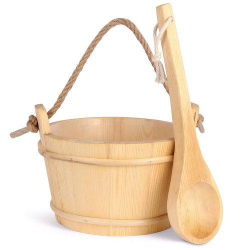NetLea Sauna Bucket & Ladle Set – Handmade Pine Wood 4L