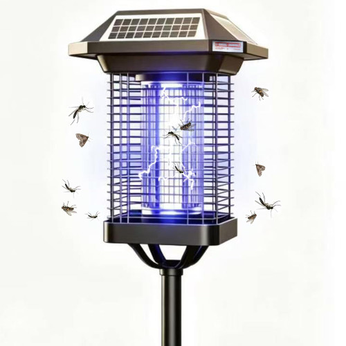 Solar Bug Zapper Outdoor, Upgraded 5 Solar Panels Mosquito Zapper with 4000mAh Rechargeable Battery, Type-C Fast Charging, Waterproof Electric Fly Zapper for Patio, Backyard, Garden, Camping