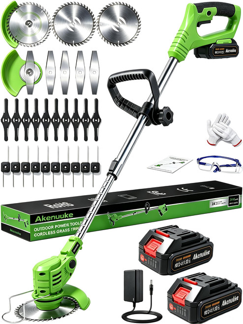 Electric Weed Wacker Battery Powered, Cordless Weed Eater with Metal Blade