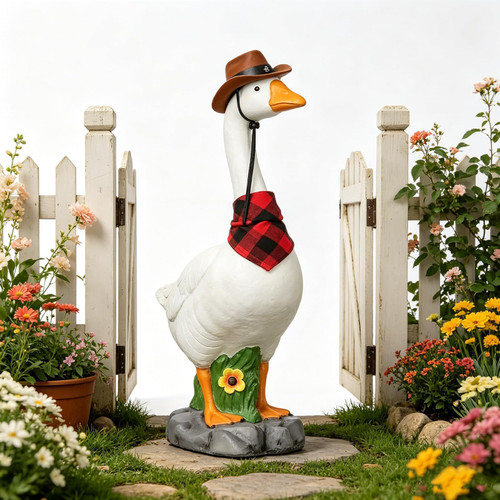 HEJUYUYANG Large 23 Inch Front Porch Goose Statue Decoration for Outdoor Yard Garden Lawn with Outfits Included