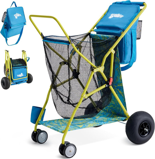 Old Bahama Bay Beach Cart with 9" Big Balloon Wheels for Soft Sand