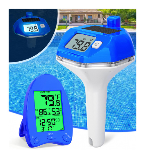 PoolLeader Solar Wireless Pool Thermometer with Oversized Backlit Display