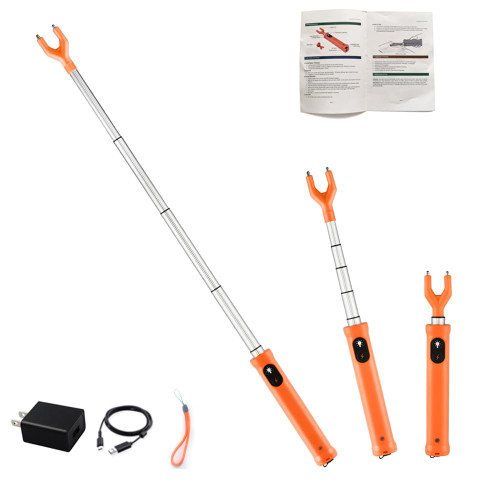 BODISEINT Rechargeable Cattle Prod with LED Light – 38 Inch Waterproof Electric Livestock Prod for Cows, Pigs, Goats, Dogs – Retractable Shaft, Lightweight, Woman Self Defense Tool