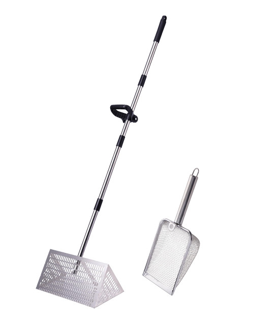 16" Wider Sand Flea Rake with Sand Scoop- Detachable 54" Long Handle with Shark Tooth Screen - Stainless Steel Beach Rake for Fishing Bait, Shelling, Yard Cleaning - Saltwater Rust Proof & Portable