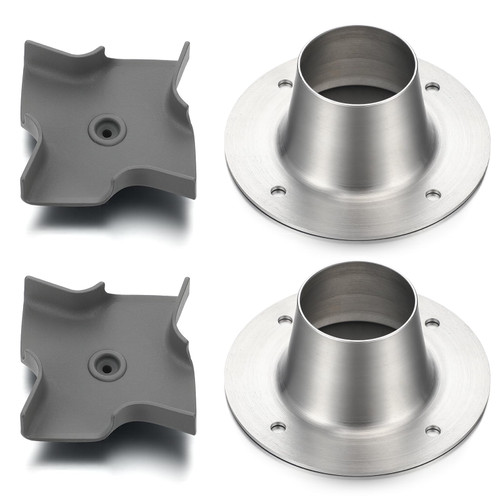 CraftyDream 2 Sets Metal Spinner Plate and Funnel Kit 2.25x2.25 Inch Spinner Plate 3.5x1.5 Inch Funnel 4 Outlets Deer Feeder Parts for Game Feeder Deer Squirrel