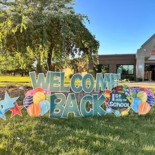 VictoryStore Welcome Back to School Yard Signs, 12-Piece First Day of School Decorations with 24 Stakes, Large Outdoor Lawn Display for Elementary, Middle and High Schools