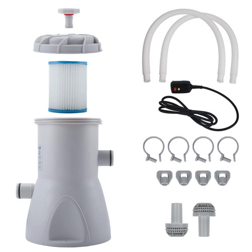 CYXG Filter Pump for Above Ground Pools, 330 GPH Filter for Inflatbale Pool, Flow Rate Pool Filter for Inflatable Swimming Pool Crystal Clear Filter Pump with 2 Filter Cartridges