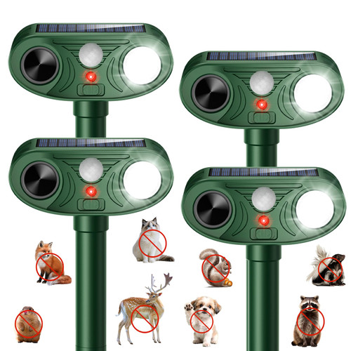 4 Pack 2026 Upgraded Solar Ultrasonic Animal Repellent Outdoor