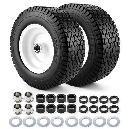 13x5.00-6 Flat Free Tire and Wheel with 3/4" & 5/8" Bearings，13x5.00-6 Lawn Mower Tires and Wheels Assembly, Fit for Riding Mower, Garden Tractor, Farm Trailer