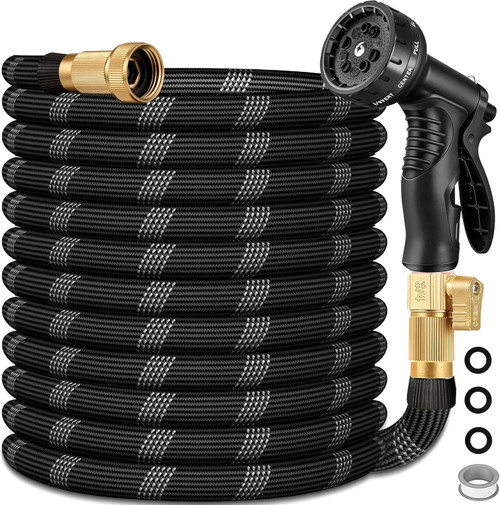 50 FT Non-Expandable Garden Hose, Lightweight Hose with 10 Function Spray Nozzle, Kink-Free Flexible Water Hose, Leak-Proof, 3/4'' Solid Connectors Garden Hose,Ultra Durable Garden Hoses