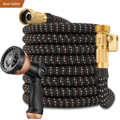 200 ft Garden Hose - Expandable Garden Hose with 10 Function Spray Nozzle - Kink-Free, Lightweight, Durable, Flexible, 2026 New Retractable Water Hoses for Yard, Lawn, Gardening(Black Rose gold)