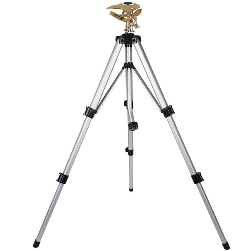 Biswing Large Impact Sprinkler Head on Tripod Base, Adjustable Zinc Alloy Lawn Sprinklers for Yard Lawn Garden, 3/4" NH Connector, 360 Degree Large Area Coverage Irrigator with Extension Legs, 1 Pack