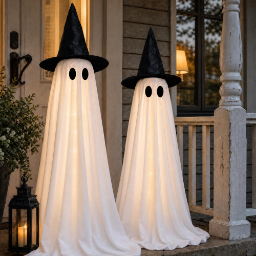 Halloween Decorations Indoor -2 Packs Light Up Ghost with Lights