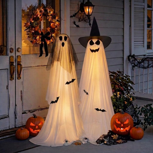 Minetom 2 Pack 5 FT Halloween Ghost Decorations Light Up Ghosts Outdoor