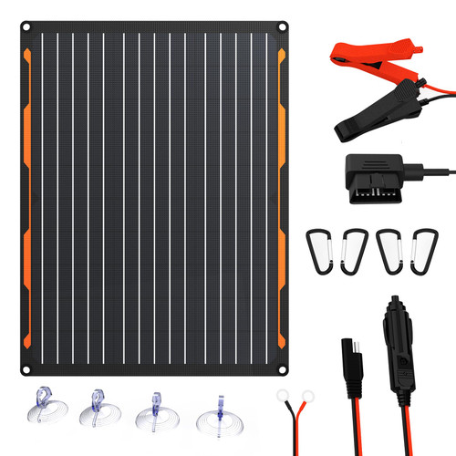FlexSolar 20W 12V Solar Panel Battery Trickle Charger Maintainer Kits