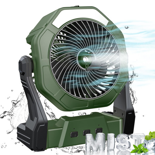 Ausic Portable Misting Fan for Outdoor Cooling, [16-65Hrs] Battery Powered Mist Fans with Water Misters & LED Lantern, 8-Inch, 250mL Tank, for Patios, Home, Outside, Camping, Outdoor&Indoor Use