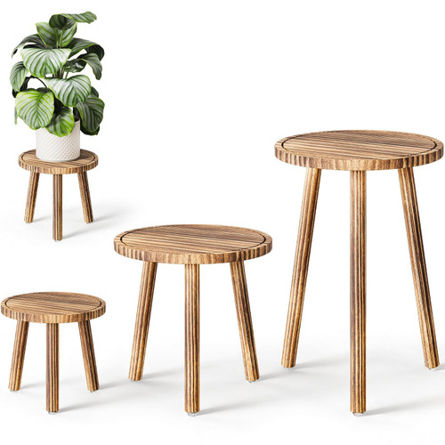 3-Pack Taller Plant Stand Indoor, Single Wood Plant Stool for 6-12 Inch Pot
