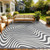 Vaukki Waterproof Outdoor Rug 8x10, Grey Striped Patio Mat