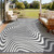 Vaukki Waterproof Outdoor Rug 8x10, Grey Striped Patio Mat