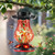 DesGully Solar Hummingbird Feeder for Outdoor - 25 fl.oz Hand Blown Glass Hummingbird Feeders for Outdoors Hanging, Large Capacity with Moat, 6 Colors Changing Light Outside Garden Decor (Red)