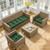 Aegisun Wicker Chair Cushions of 3 Pieces, Waterproof Cushions for Patio Furniture, Tufted Wicker Outdoor Furniture Cushions, 1 Patio Loveseat Cushion and 2 U-Shaped Cushions, 44"x19"x5", Dark Green