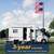 20FT Tailgate Flag Pole with Tire Mount, Fits RV Pickup SUV Sedan, Portable RV Flag Pole with 20" High-Density Foam Protective Tube, Thickened Aluminum Flag Pole with an Flag, 80 MPH, Dual Flag Mount