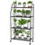 VyGrow 4 Tier Plant Stand with Wheels, Plant Shelf for Indoor Outdoor, Heavy Duty Metal Tall Plant Stands Holder Rack for Living Room Balcony and Garden, Black
