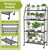 VyGrow 4 Tier Plant Stand with Wheels, Plant Shelf for Indoor Outdoor, Heavy Duty Metal Tall Plant Stands Holder Rack for Living Room Balcony and Garden, Black