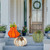 Fall Harvest Metal Pumpkin Garden Stakes, Set of 3, Orange White Green, Autumn Yard Decor