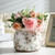 Ninehaoou Vintage Planter Large Ceramic Plants Pot Beige Red Floral Pot