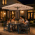 Tobeos 10FT Solar Lighted Patio Umbrella, Outdoor Table Market Umbrellas with Push Button Tilt and Crank, 32 LED Lights, 8 Sturdy Ribs, UV-Resistant for Deck, Garden, Pool, Beige