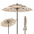 Kingdura 9ft 3-Tier Patio Umbrella with Solar Lights, Table Umbrella Outdoor Patio with Easy Crank & Tilt, 8 Sturdy Ribs, UV Protection, 32 LED Lights for Deck, Poolside, Market (Beige)