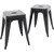 18 Inch Metal Stools Set of 2, Stackable for Indoor Outdoor, Black