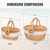 HappyPicnic Wicker Picnic Basket with Handle & Lid, 15" Vintage Hand Woven