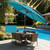 AckMizz Outdoor Patio Umbrella with Push Button Tilt, 9 ft Aqua Blue