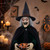 Hourleey Animated Halloween Witch Decorations, Sound & Motion Activated Sitting Witch with Glowing Eyes and Sound, Animatronic Scary Witch Decor for Porch Yard Haunted House Indoor Outdoor Party