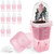 Vandorelle 12 Pack 2.5" Small Pink Self Watering Pot with Humidity Dome for Indoor Plant,Clear Seed Starter Cup,Tissue Culture Acclimation Kit,Alocasia Corm Propagation,African Violet,Cutting,Seedling