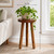JOLLYMER Teak Wood Plant Stand, 24" Round Side Table, Wood Accent Table