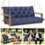 Porch Swing Cushions 60x40 Inch, 5" Extra Thick Waterproof Outdoor Swing Seat Cushion with Backrest & 8 Non-Slip Ties PP Cotton + Memory Foam Fill, Fade-Resistant 3-Seater Replacement for Patio Bench